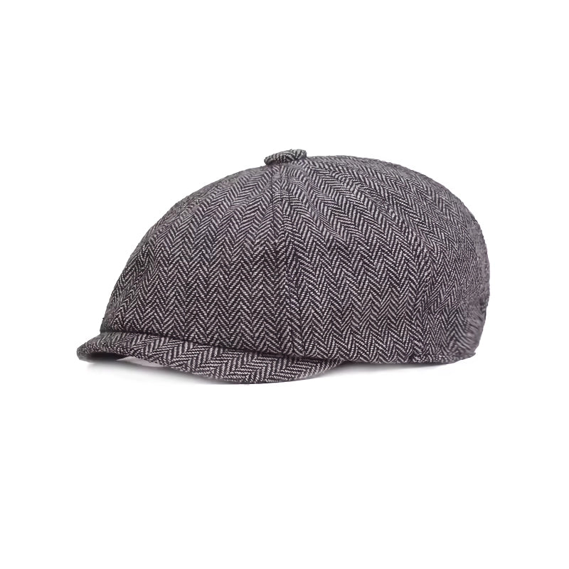 Vintage Wool Herringbone Flat Cap