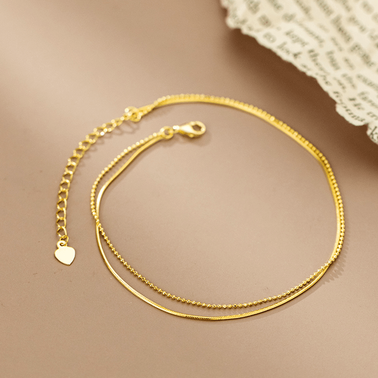 Electroplated 14K Gold Anklet S925 Silver - Trendha