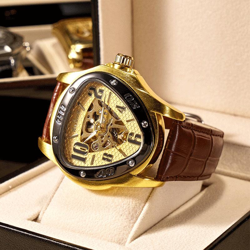 European And American Style Men's Fashion Casual Hollow Triangle Mechanical Watch - Trendha