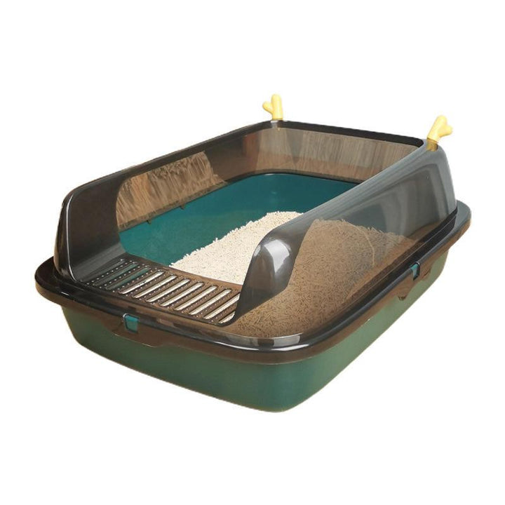 Litter Box Oversized Spatter-Proof Semi-Enclosed Cat Toilet with Detachable Antler