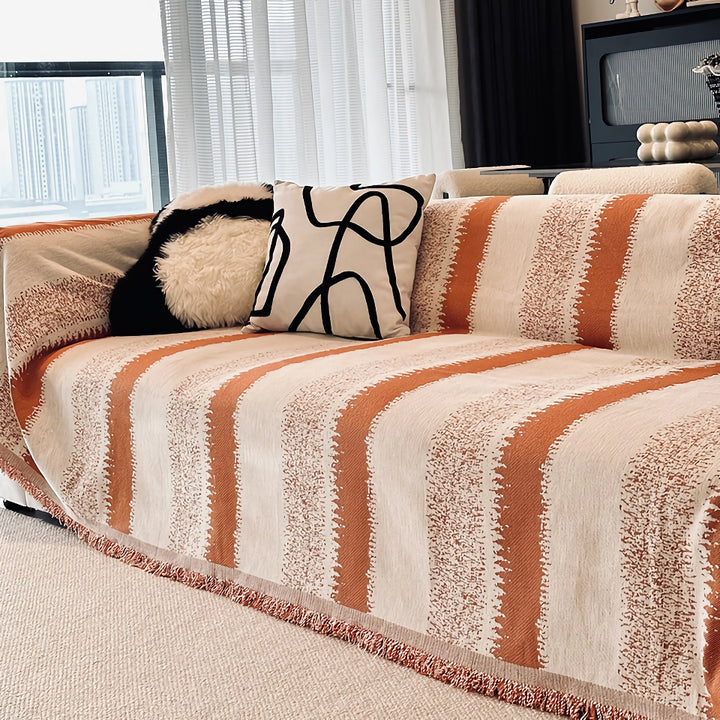 Striped Chenille Sofa Cover Anti-Scratch Throw Blanket