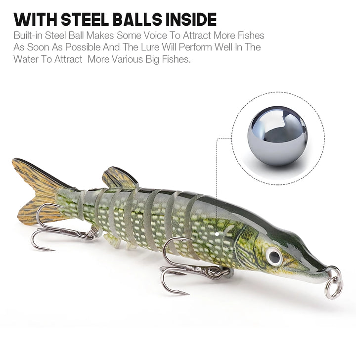 10cm 8.7g Mini Pike Crankbait Fishing Lure - Slow Sinking Artificial Swimbait for Pike, Bass, and More