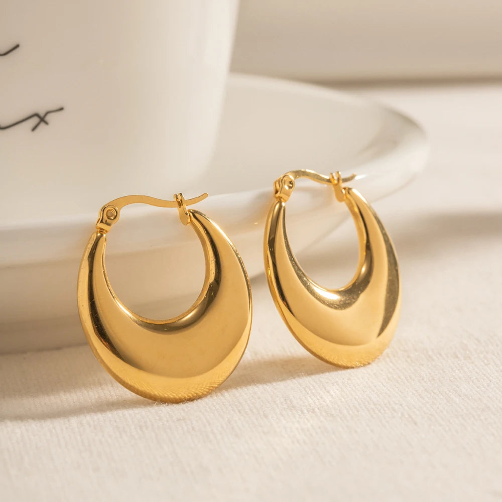 Minimalist U-Shaped Stainless Steel Hoop Earrings