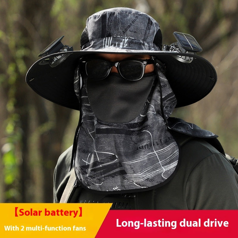 Quick-drying Solar Fan Outdoor Big Brim Sun Hat