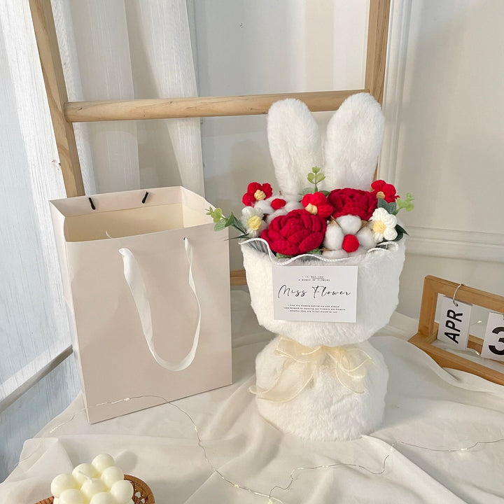 Creative Knitted Rabbit Ear Bouquet Doll