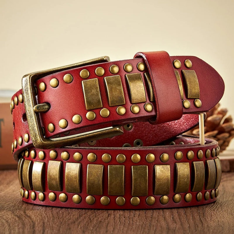 Punk Rock Rivet Studded Belts with Geometry Pattern