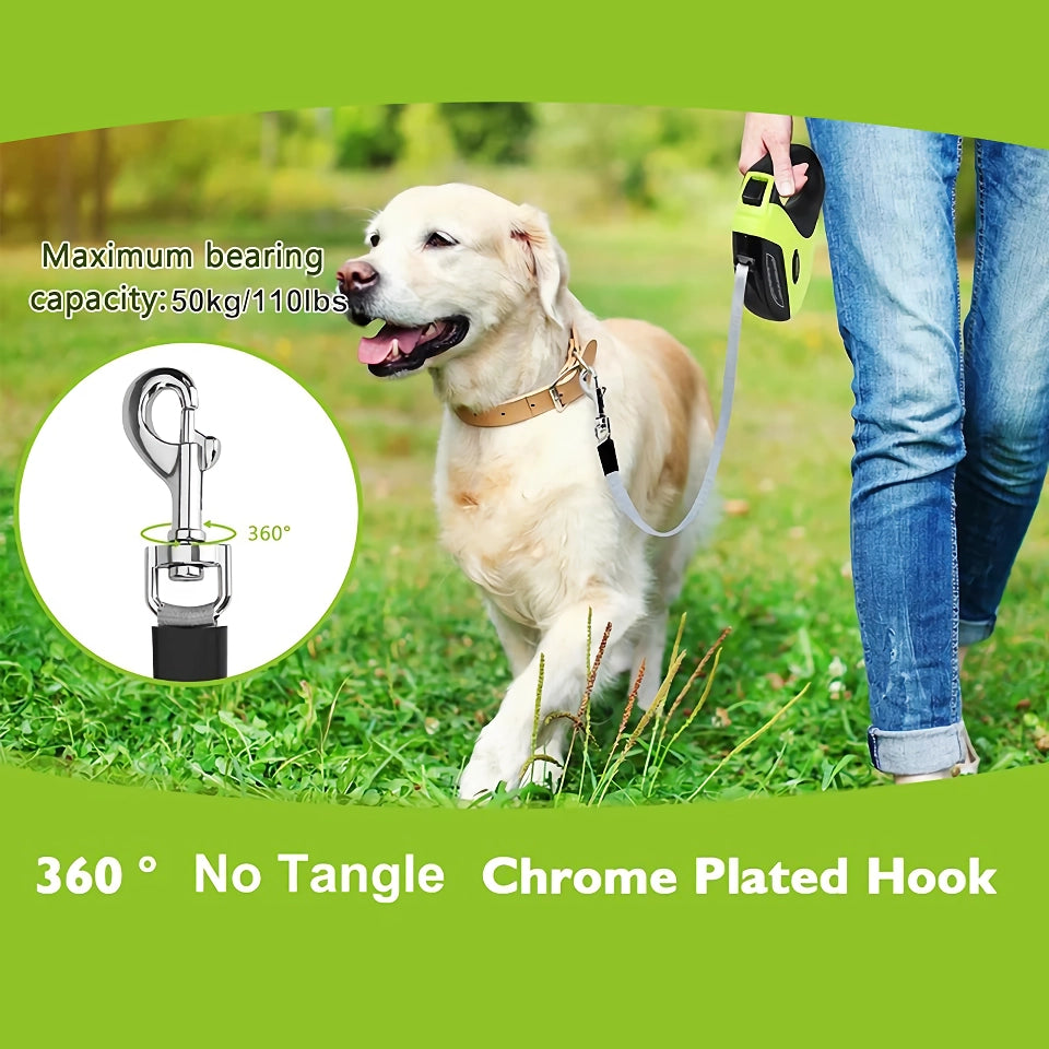 Strong Retractable Dog Leash with Ergonomic Handle and One-Handed Brake