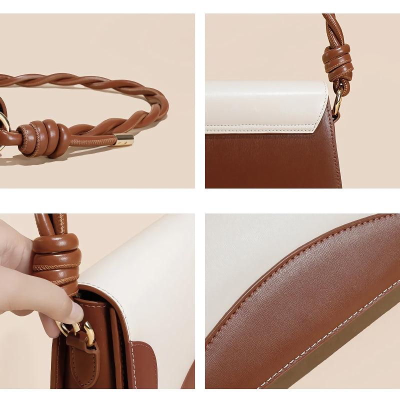 Genuine Leather Twisted Rope Handbag