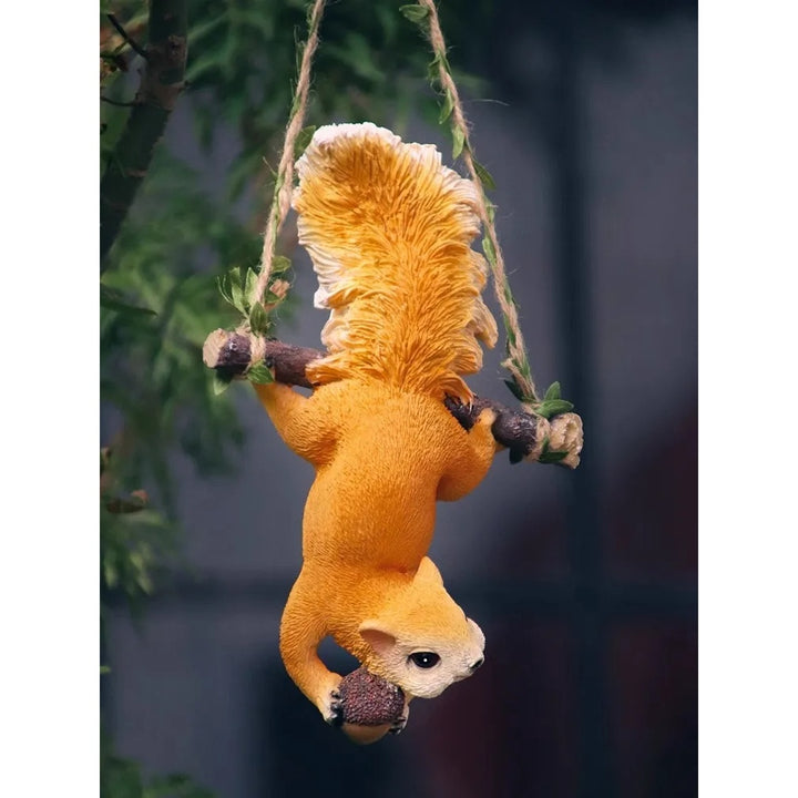 Charming Resin Squirrel and Monkey Swing Ornaments for Garden Decor