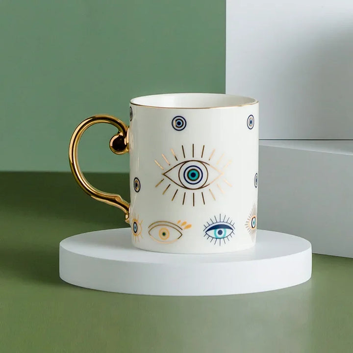 Luxury Gold-plated Devil's Eye Ceramic Coffee Mug