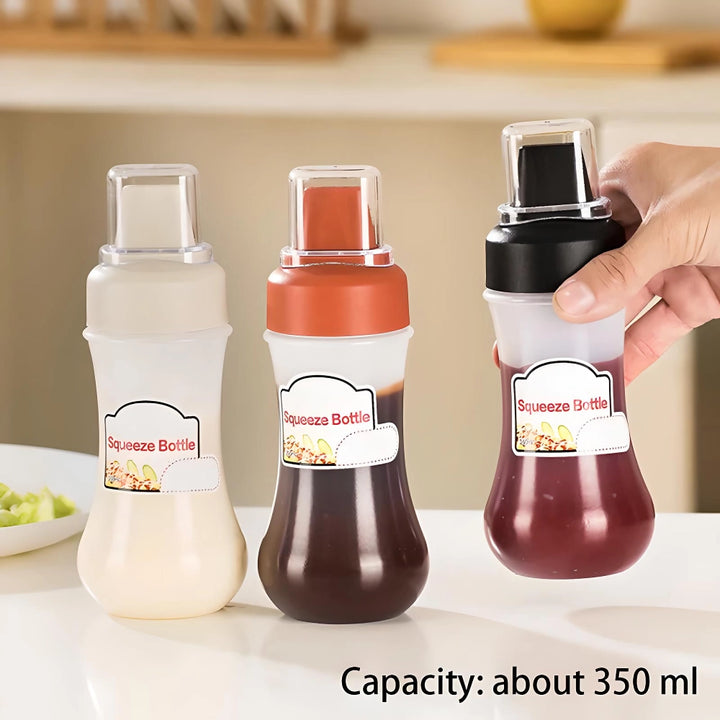 350ML Sauce Squeeze Bottle with 5-Hole Nozzles for Ketchup, Mustard, and Oils