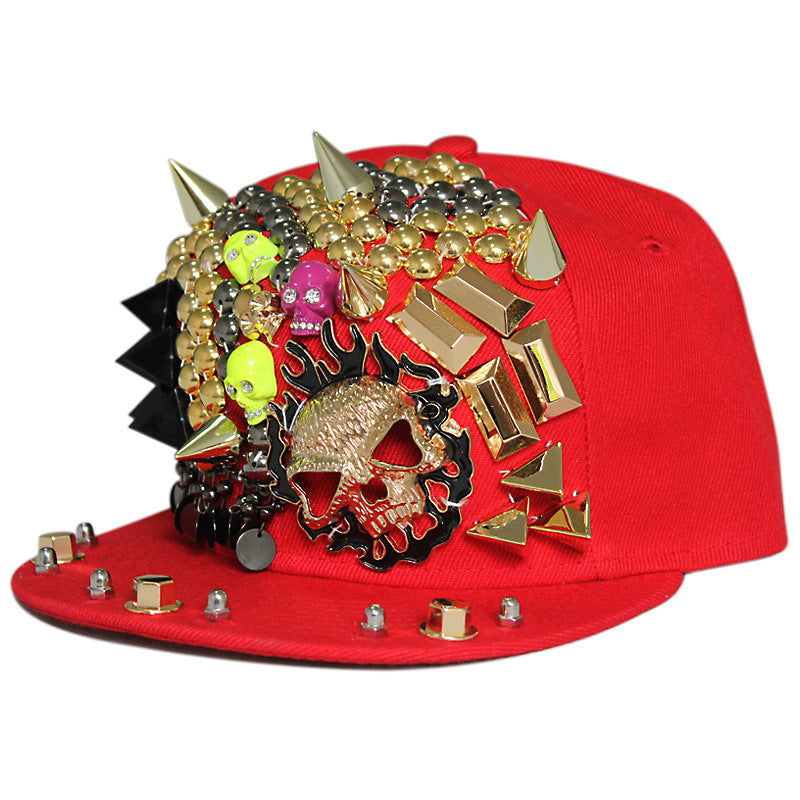 Flame Big Ghost Head Flat-brimmed Cap Rivet Baseball Cap