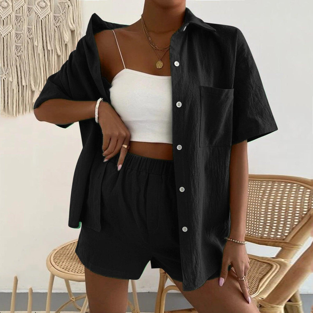 Fashion Casual Set Solid Color - Trendha