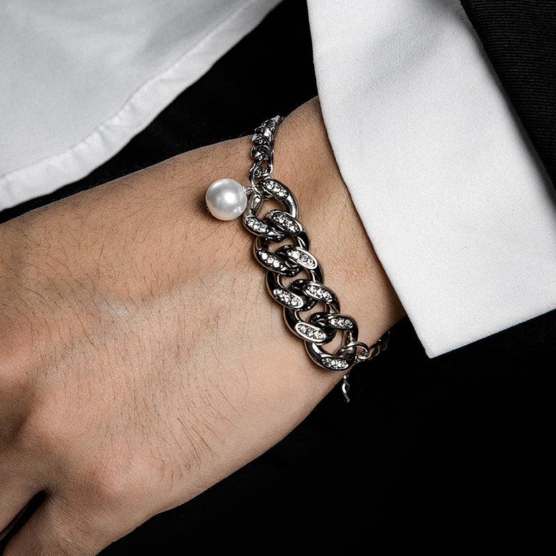 Fashion Cuban Pearl Splice Street Versatile Jewelry Bracelet - Trendha