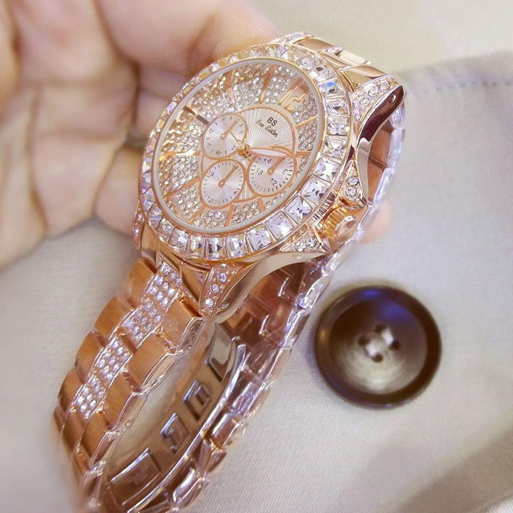 Fashion Luxury Full Diamond Steel Band Ladies Quartz Watch - Trendha