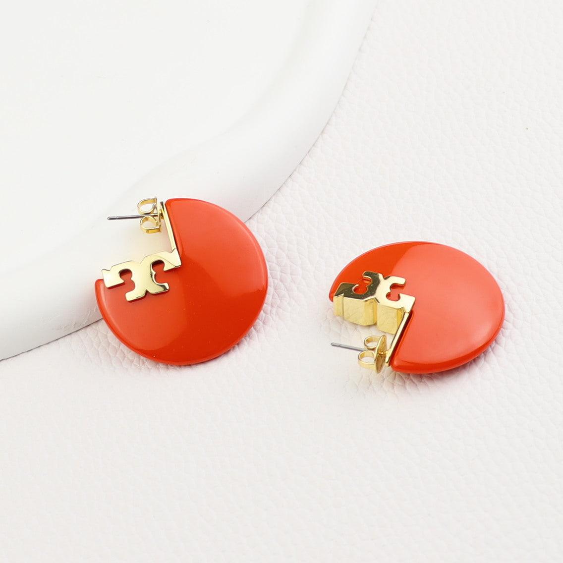 Fashion Resin Semicircle Irregular Letter Earrings - Trendha