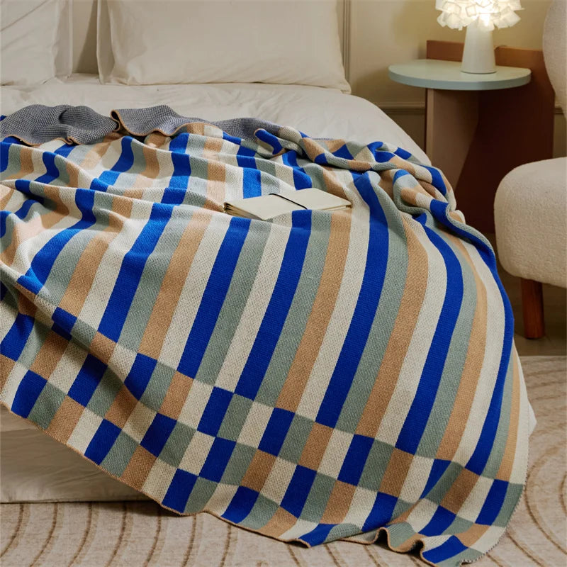 Elegant Colorful Stripe Plaid Blanket