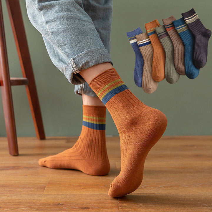 10 Pair Men's Striped Cotton Socks