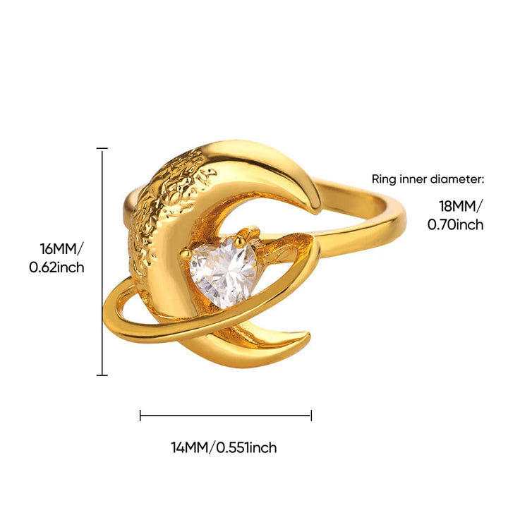 Gold Sun Moon Ring for Women