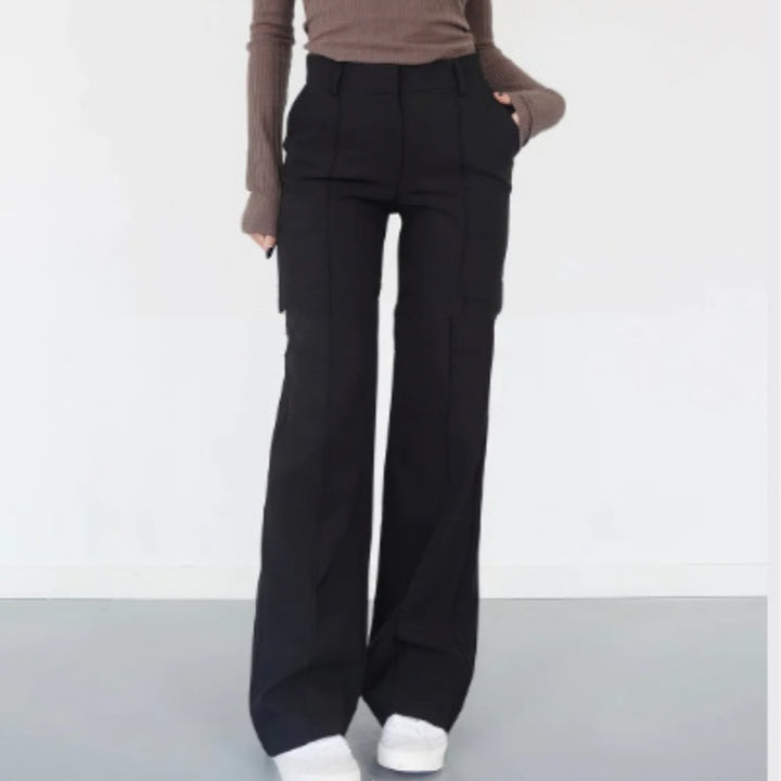 Women's Casual Pants Design Sense Stitching Straight-leg Pants