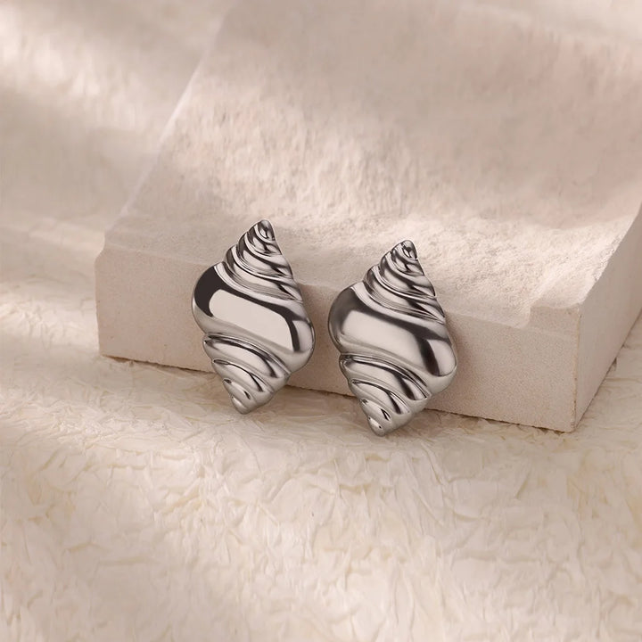 Geometric Conch Stud Earrings - Stainless Steel Minimalist Jewelry