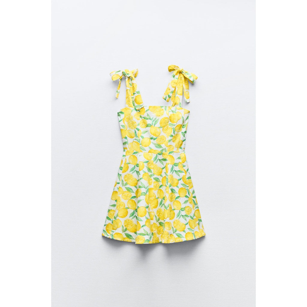 Fruit Print Sleeveless Summer Beach Dress