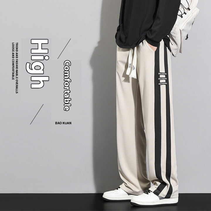 Loose Striped Long Straight-leg Casual Pants