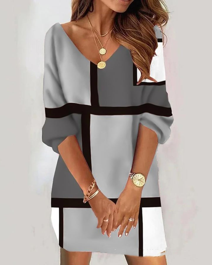 Lace V-neck Corn Velvet Off-the-shoulder Dress