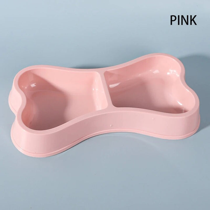 Macaron Colored Bone-Shaped Pet Double Bowl