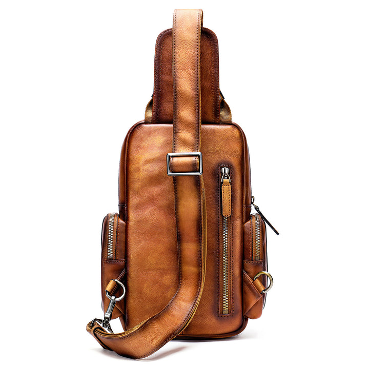 Men's Casual First Layer Cowhide Small Chest Bag