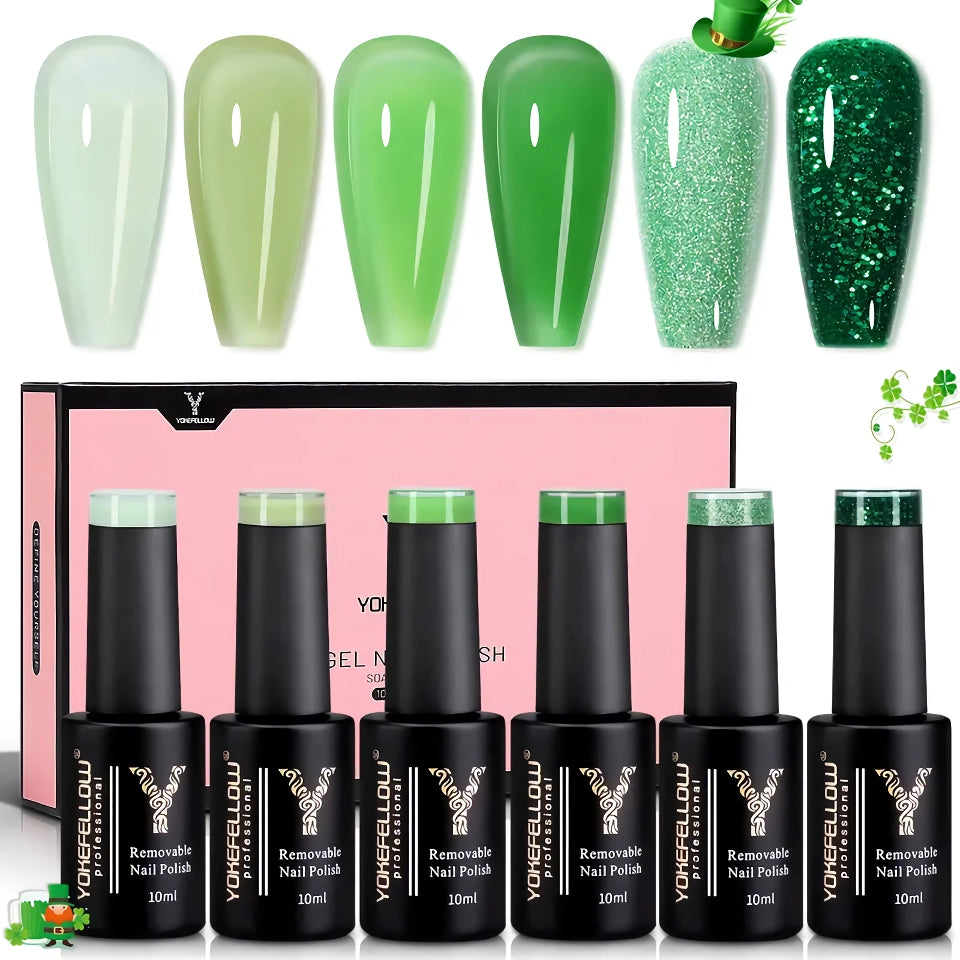 6/pcs 10ml Eucalyptus Pastel Green Nail Polish Set