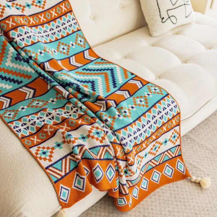 Bohemian Knitted Throw Blanket