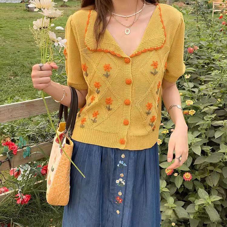 French Thin Short Sleeved Western-style Knitwear For Women - Trendha