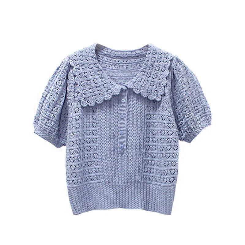 Gentle Hand Crocheting Hollow Knitted Short Sleeve - Trendha