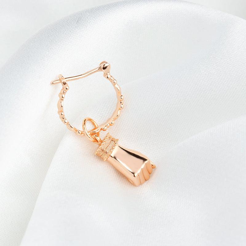 Gold Plated Hand Guard And Peace Eardrop - Trendha