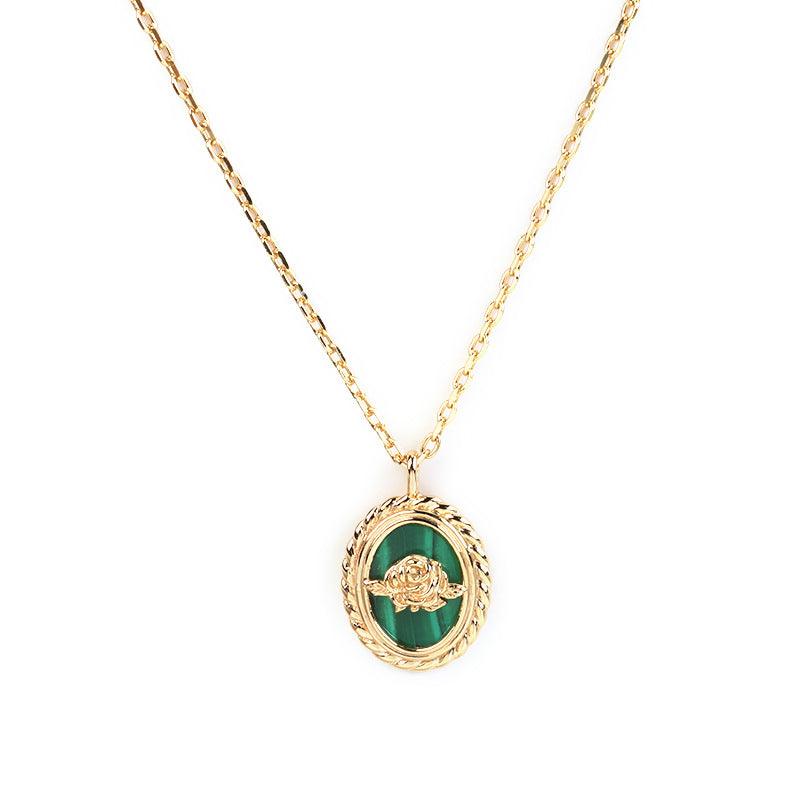 Gold Plated Natural Malachite Necklace - Trendha