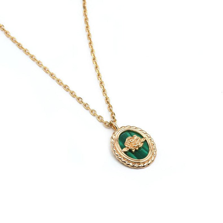Gold Plated Natural Malachite Necklace - Trendha