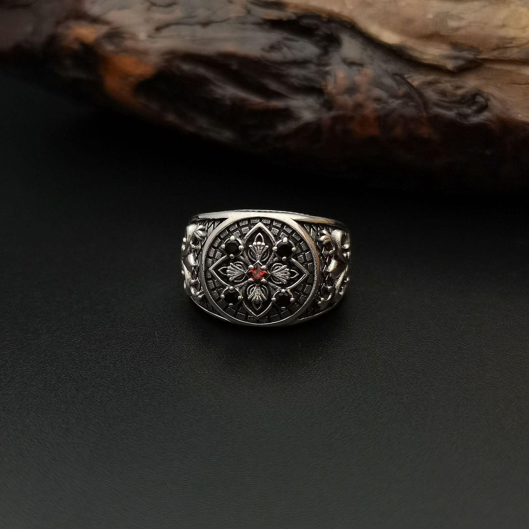 Gothic Children's Military Flower Open Ring For Men And Women - Trendha