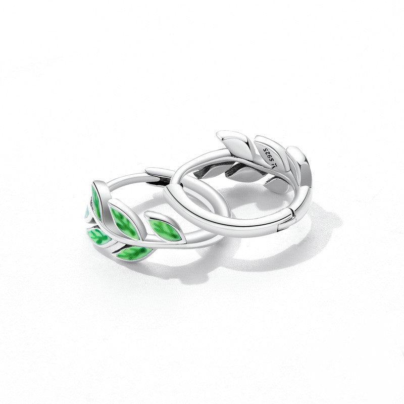 Green Zircon Simple Green Branch Earrings - Trendha
