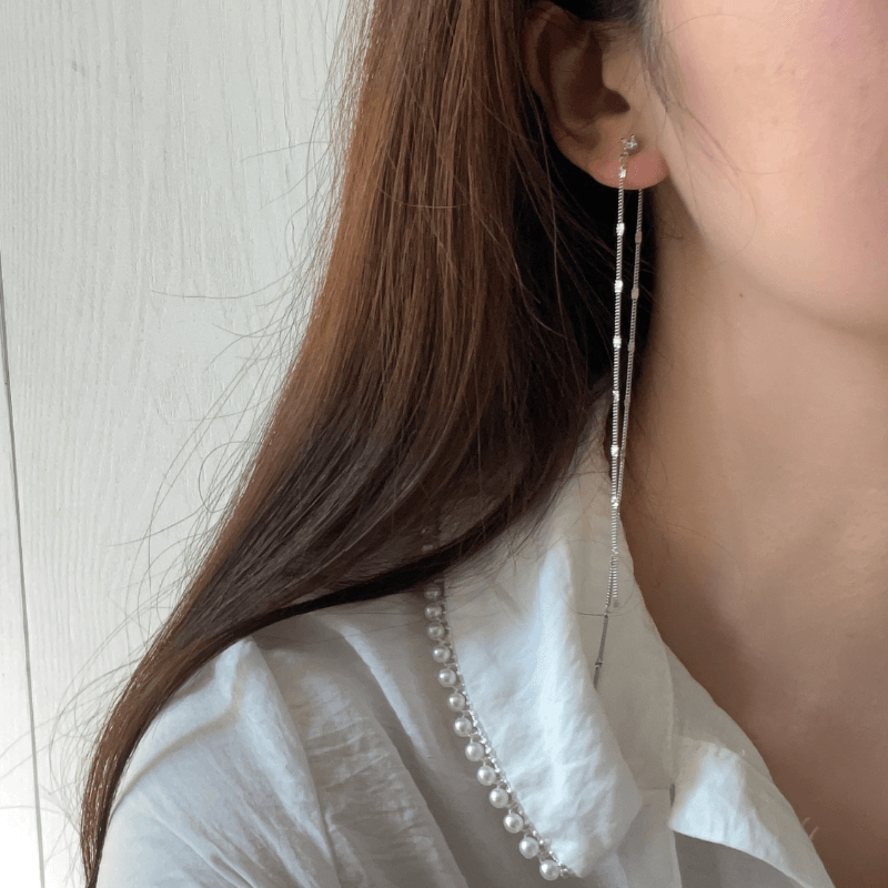 Han Temperament Long Tassel Sequin Female Earrings - Trendha