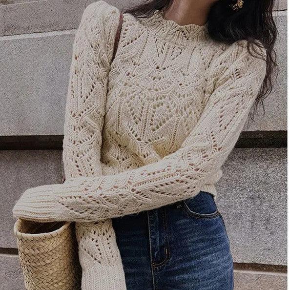 Heavy Work Hollow-out Crochet Knitted Air Conditioning Shirt - Trendha