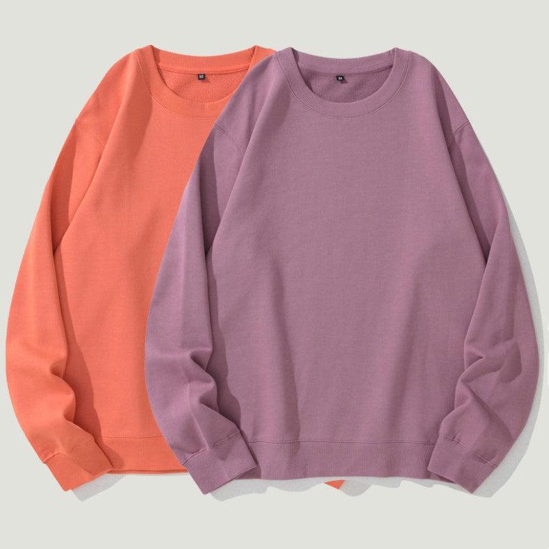 Heavyweight Round Neck Sweater Thickened Terry Solid Color Couple