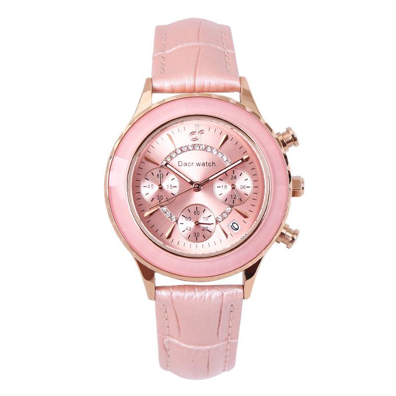 High Appearance Horizontal Refraction Mirror Six Pin Wrist Watch - Trendha