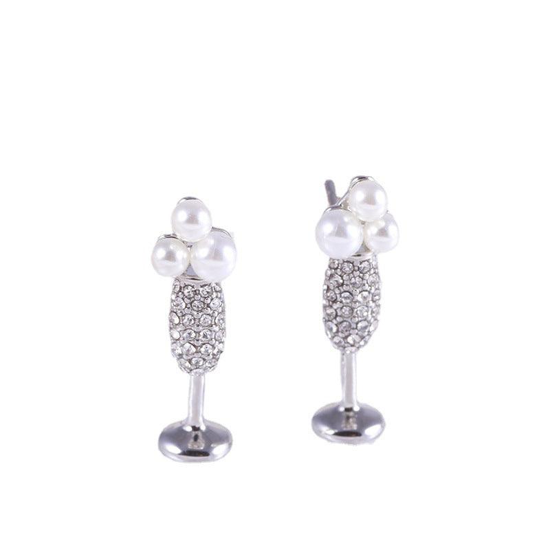 High Cup Earrings With Pearl Inlay Design - Trendha