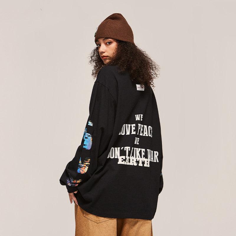 High Street Vintage Print Design Spring New Round Neck Sweater - Trendha