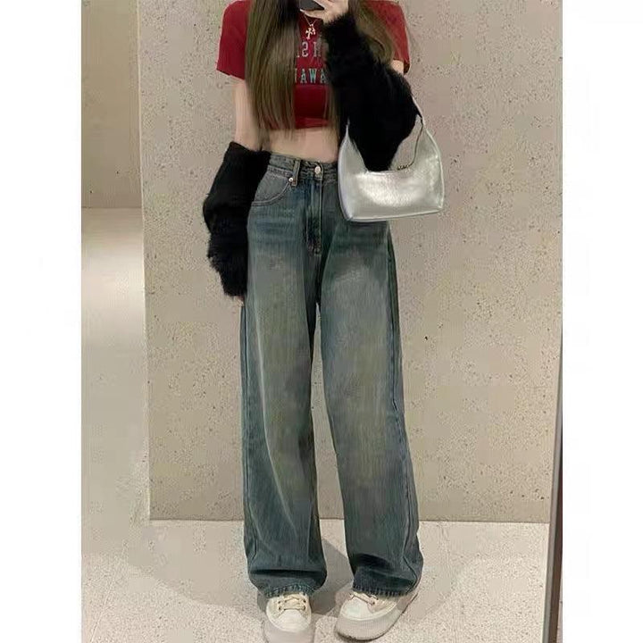 High Waist Wide Leg Pants Straight Jeans - Trendha