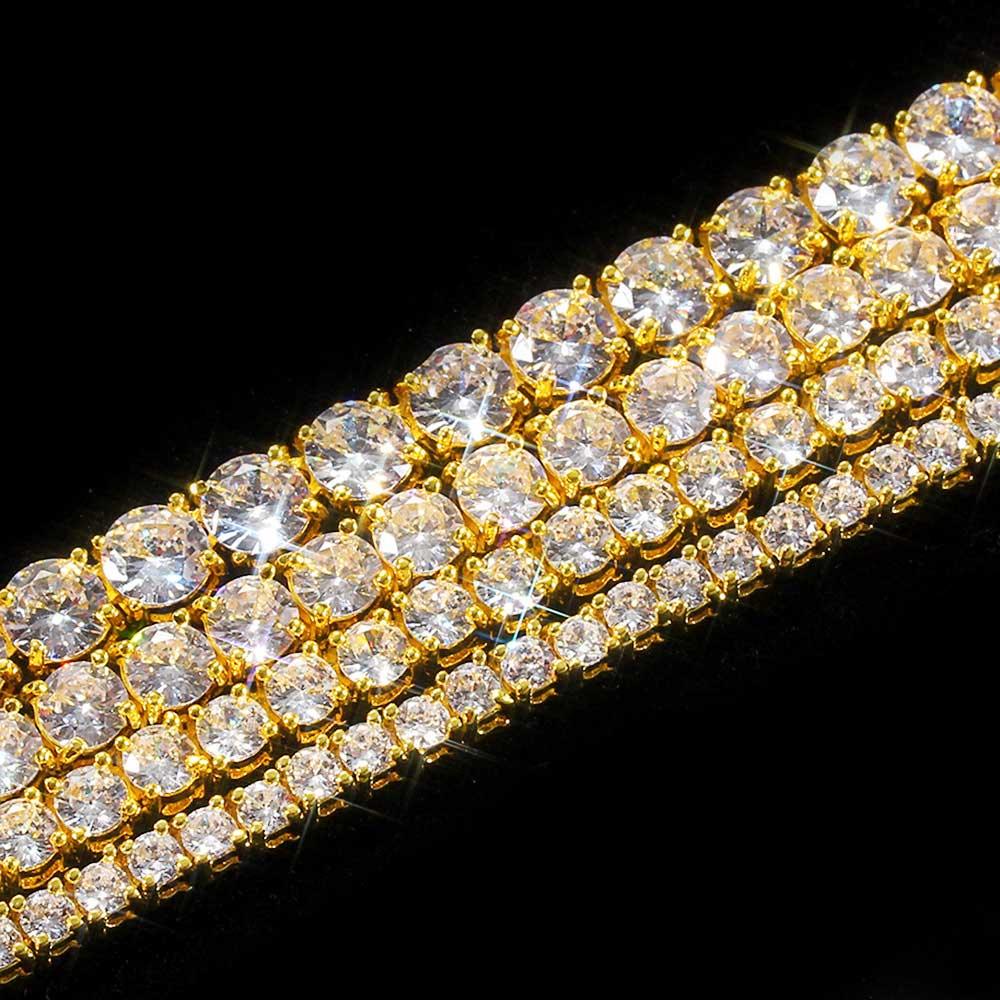 Hip Hop Spring Buckle Single Row Tennis Chain Bracelet - Trendha