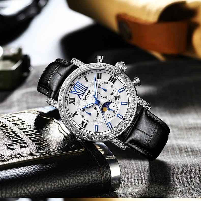 Hollow Flywheel Fully Automatic Mechanical Watch Men's Night Glow Waterproof - Trendha