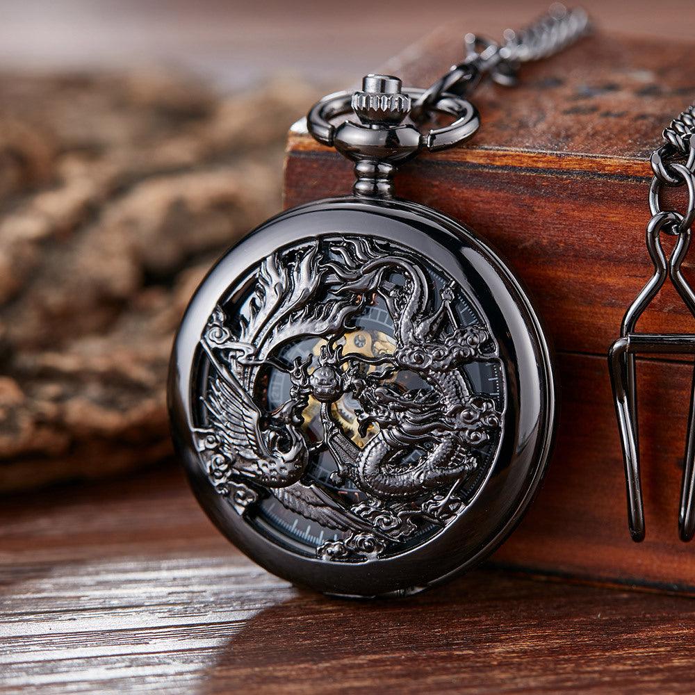 Hollow Relief Mechanical Large Pocket Watch - Trendha