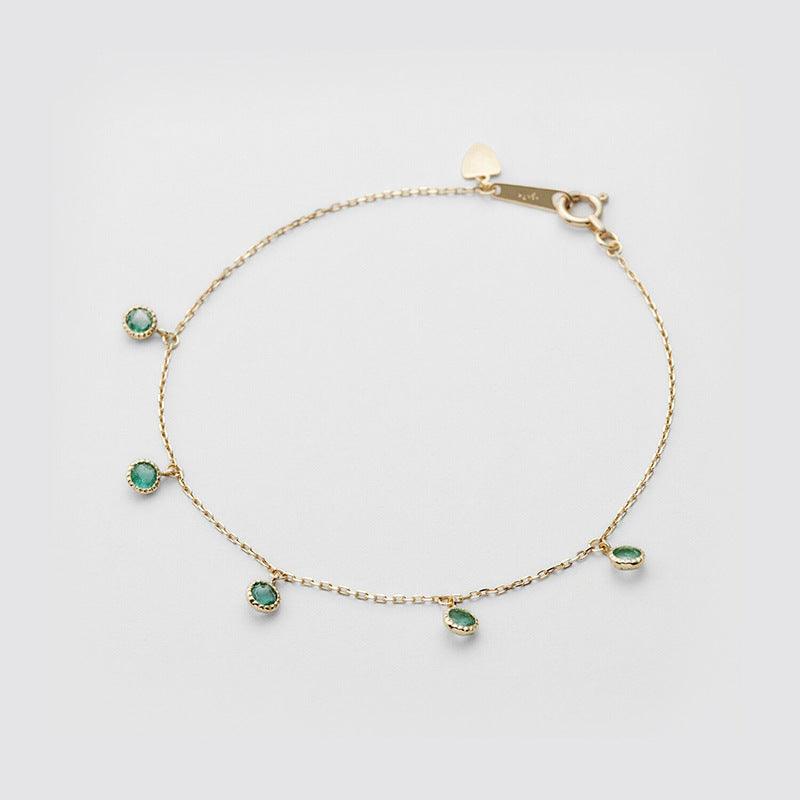 Japanese Retro Luxury S925 Silver Green Olive Bracelet